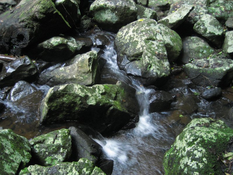Water fall detail with stream through it
